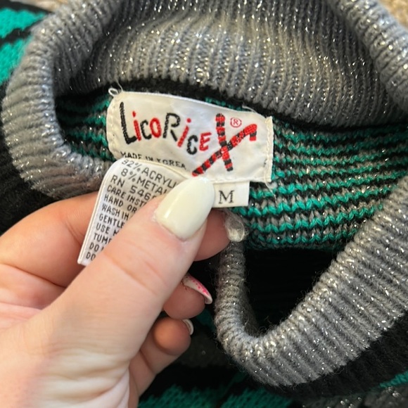 Vintage LicoRice X Horse Pattern Sweater - Teal and Black Made in Korea - Picture 8 of 11